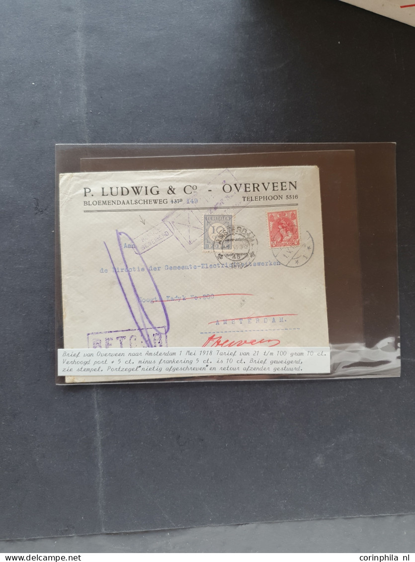 Cover 1920-2000ca. post(waarde)stukken w.b. betere ex., mengfrankeringen, censuur, (Commandant in Zeeland), aangetekend,