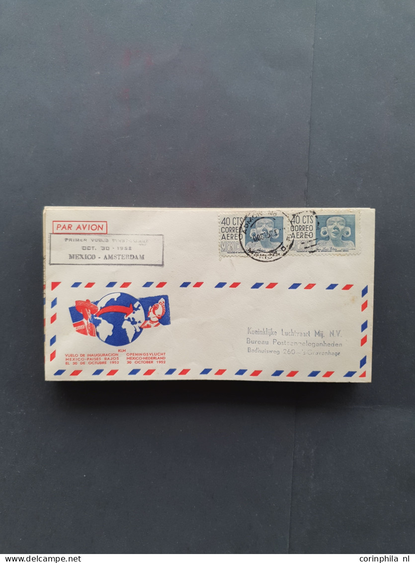 Cover , Airmail 1930-1970 ca., ca. 180 luchtpoststukken met o.a. Bernhardfonds (2x) in schoenendoos.