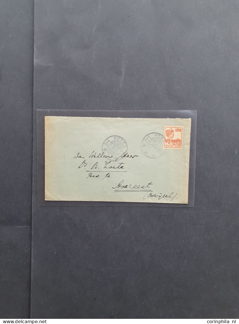 Cover , Airmail 1920-1940ca. langebalkstempels A-Z op post(waarde)stuk (ca. 450 stukken) w.b. aangetekend, censuur, iets