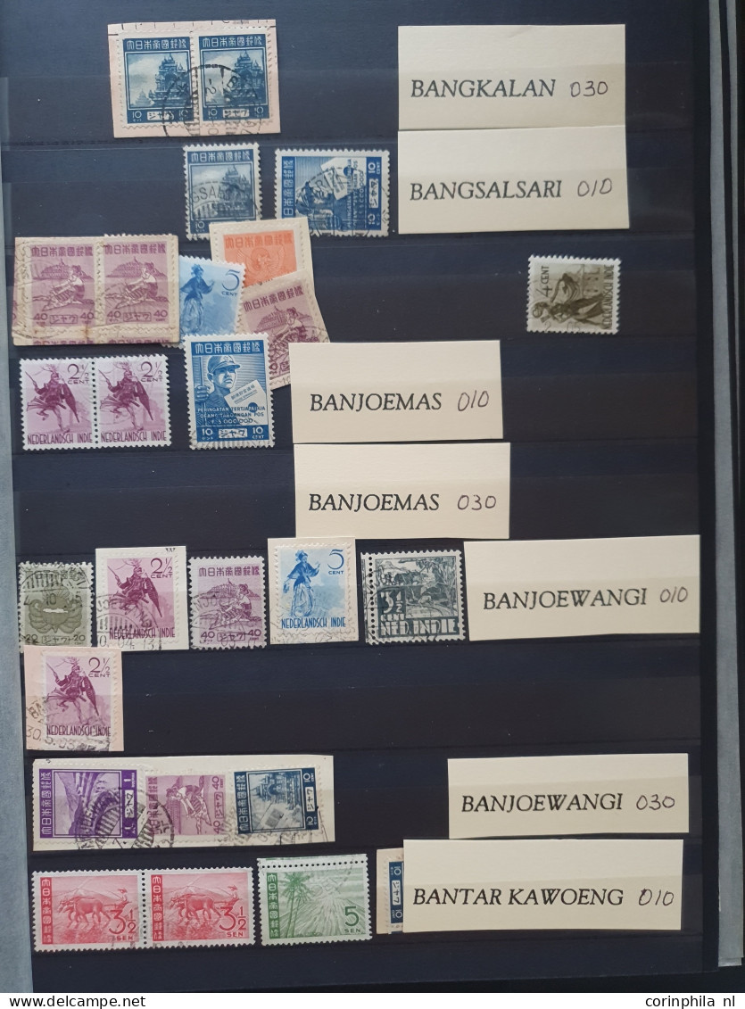 1942-1945 Stock Mainly 'langebalk' Postmarks A-Z (circular Date Cancels) And Some 'haltestempels' (Railway Station Cance - Netherlands Indies