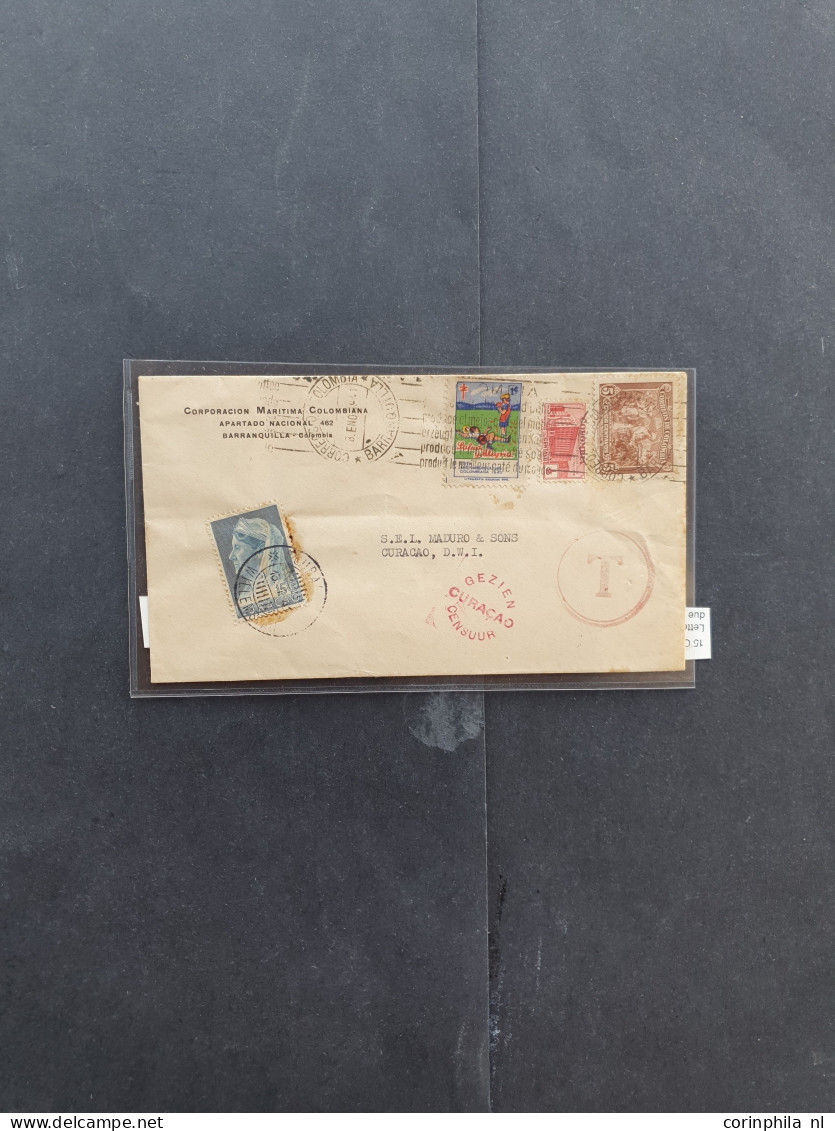 Cover 1930-1953, 9 betere enkelfrankeringen w.b. Palmentype 50 cent op aangetekende brief 1930 naar de V.S., 1½ gulden o