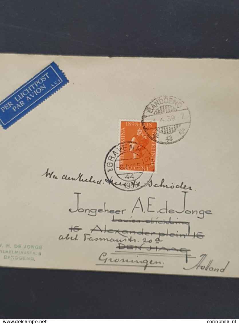 Cover , Airmail 1870-1948c. post(waarde)stukken (ca. 200 ex.) w.b. luchtpost(bladen), stempels, roodfrankeringen etc. in