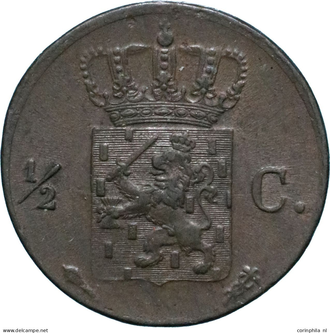 Willem I (1815-1840), 1/2 Cent 1824 (Schulman 355) – ZFr - Autres & Non Classés