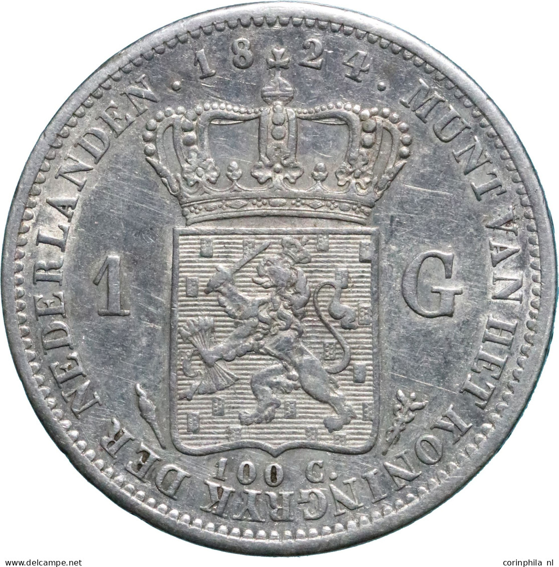 Willem I (1815-1840), 1 Gulden 1824 U (Schulman 264) – ZFr+ / Licht Opgewreven - Autres & Non Classés