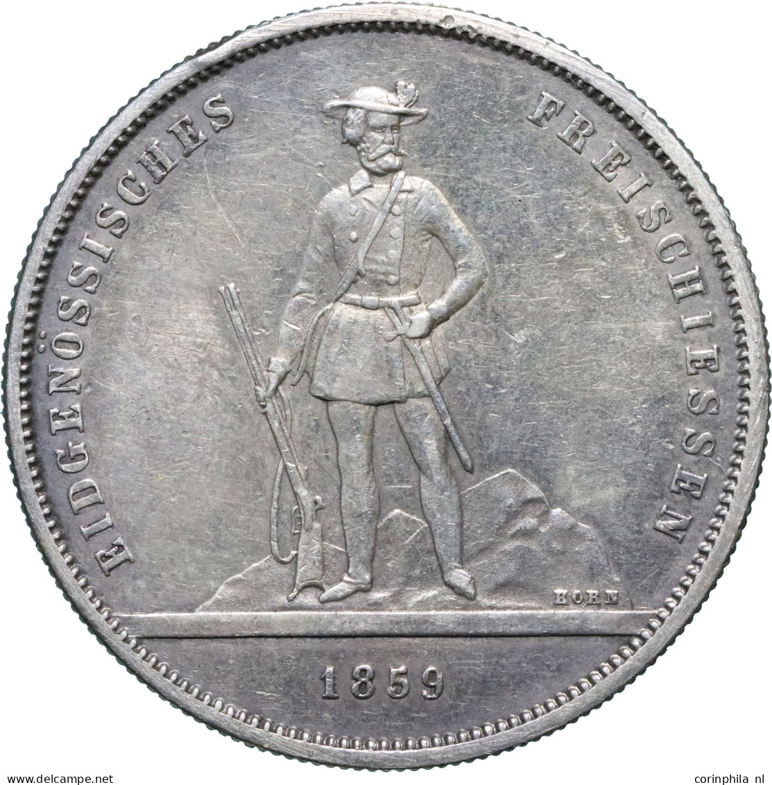 Switzerland, Zürich, 5 Francs 1859 Shooting Festival, 25.14gr, 37mm (HMZ-2-1343c) – VF - Sonstige & Ohne Zuordnung