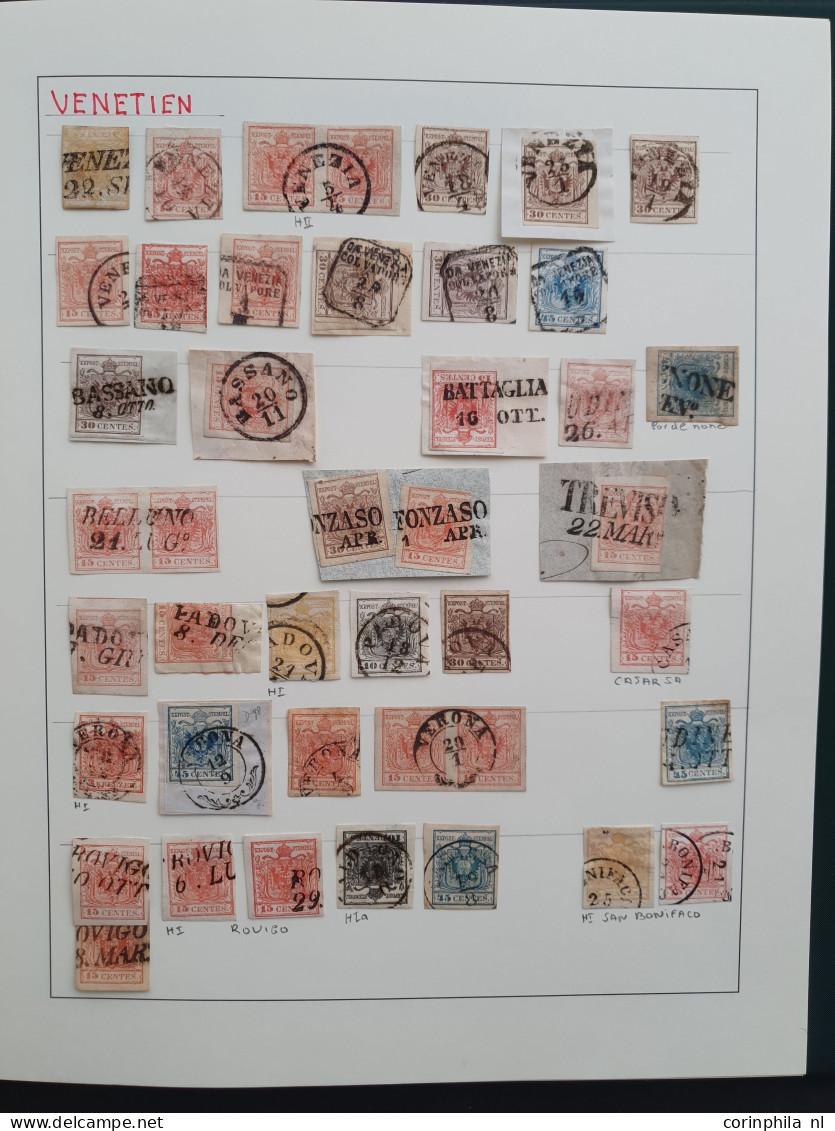 1850/1863 Lombardy-Venetia specialised collection with postmarks, paper types and perforations, a large number of stamps