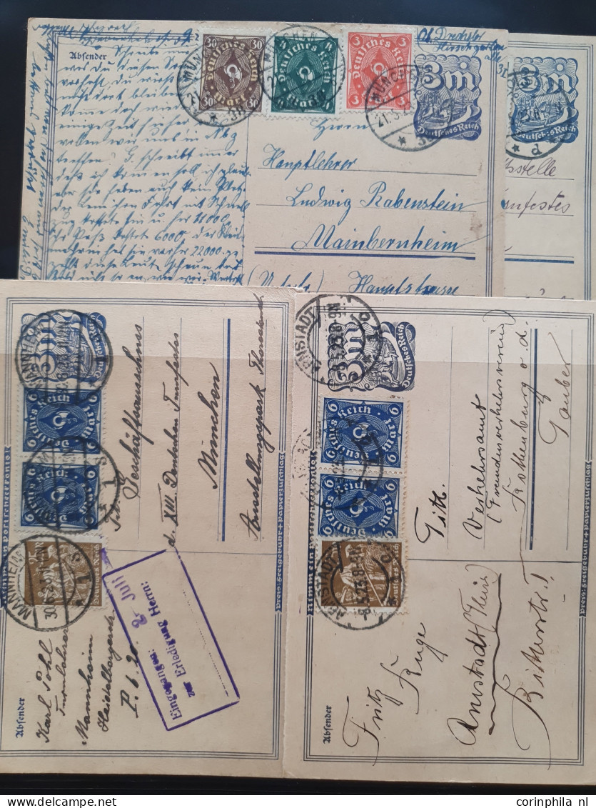 Cover 1920-1923 collection postal stationery infla, all used with and without additional frankings including better item