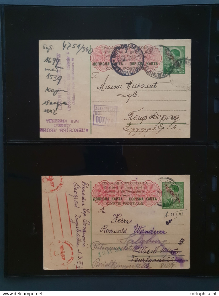 Cover 1941-1943 postal stationery cards (approx. 80 ex.) mainly used including many better ex. (3x. Mi. no. P4, P6 Vuk K