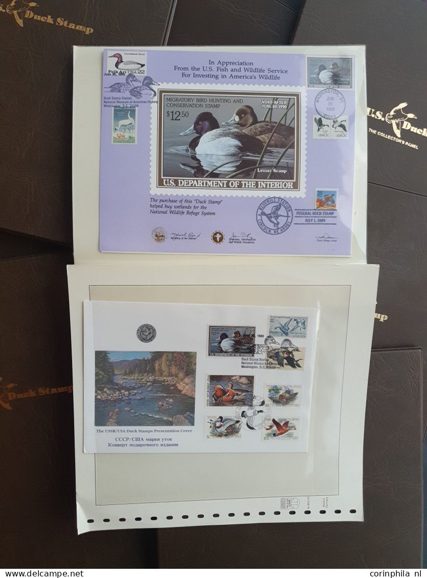 1980/1991 collection Duckstamps with ** stamps, fdc's etc. in approx 30 presentation packs, 2 albums in box