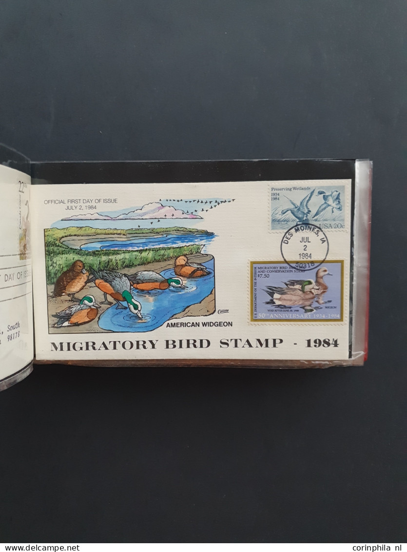 1980/1991 collection Duckstamps with ** stamps, fdc's etc. in approx 30 presentation packs, 2 albums in box