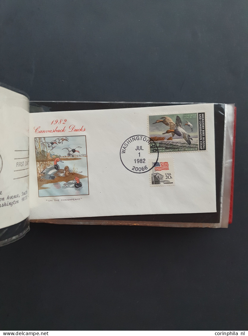 1980/1991 collection Duckstamps with ** stamps, fdc's etc. in approx 30 presentation packs, 2 albums in box