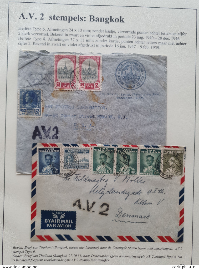 Cover , Airmail 1940-1960c. small exhibition collection of A.V.2. postmarks (18 covers/postcards) sorted by office inclu