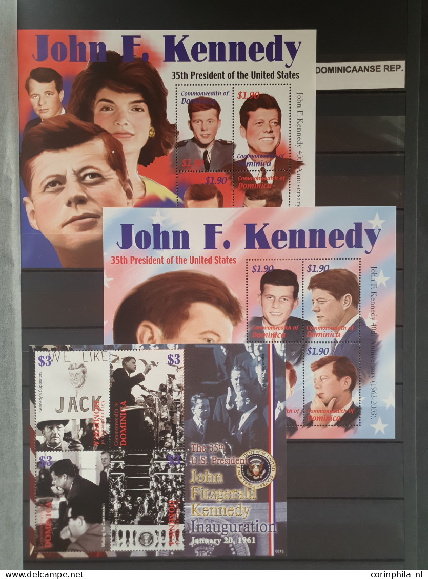 1960/1980c Collection John F Kennedy And Winston Churchil Mostly ** Material With Better Items (Qatar Overprints), Imper - Collections (en Albums)