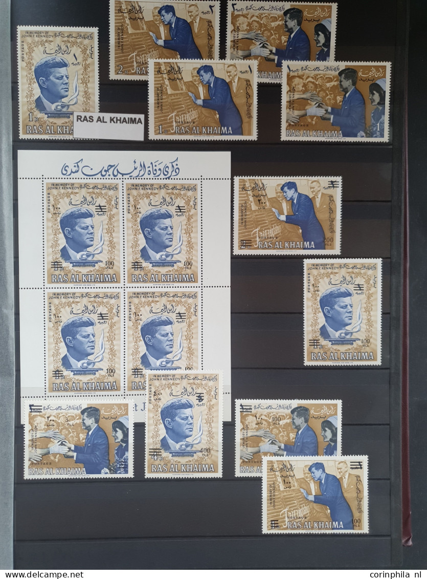 1960/1980c collection John F Kennedy and Winston Churchil mostly ** material with better items (Qatar overprints), imper