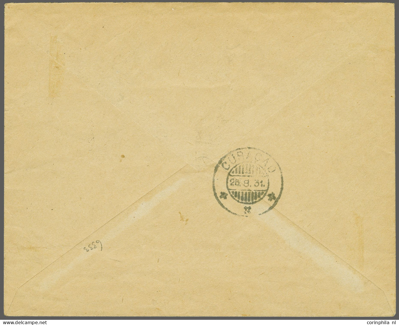 Cover , Airmail Do. X 10 Cent T/m 1½ Gulden, Alle Met Variëteit Zonder Punt Achter Do Op Envelop 18-8-1931 Naar Curacao, - Airmail