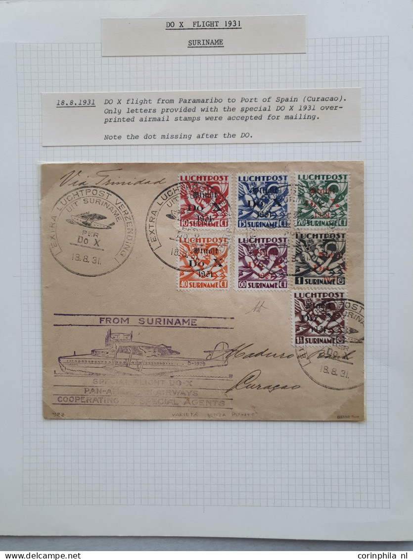 Cover , Airmail Do. X 10 Cent T/m 1½ Gulden, Alle Met Variëteit Zonder Punt Achter Do Op Envelop 18-8-1931 Naar Curacao, - Airmail