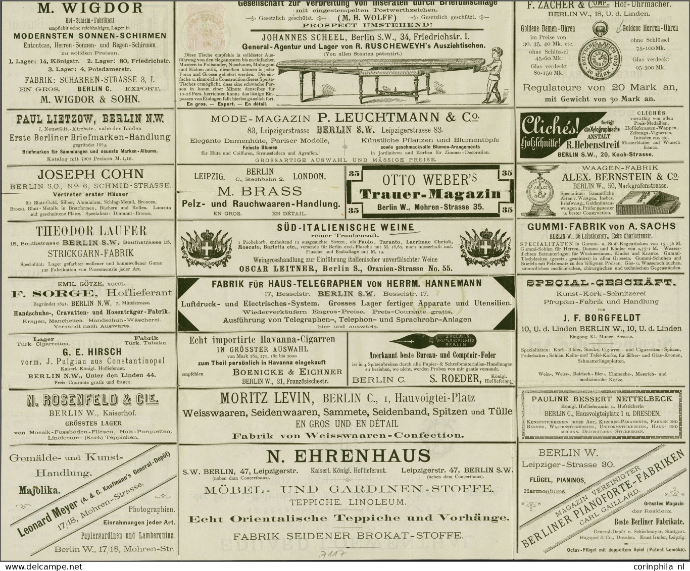 Cover 1881 Adlers 10 Pfennig. Letter Sheet With Many Advertisements In Black Printed Inside, Sent To Leipzig, A Fresh Fi - Other & Unclassified