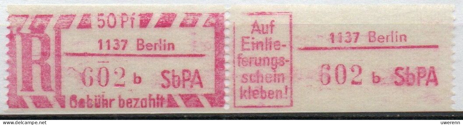 DDR Einschreibemarke Berlin SbPA Postfrisch, EM2B-1137bI Zh - Aangetekende Etiketten