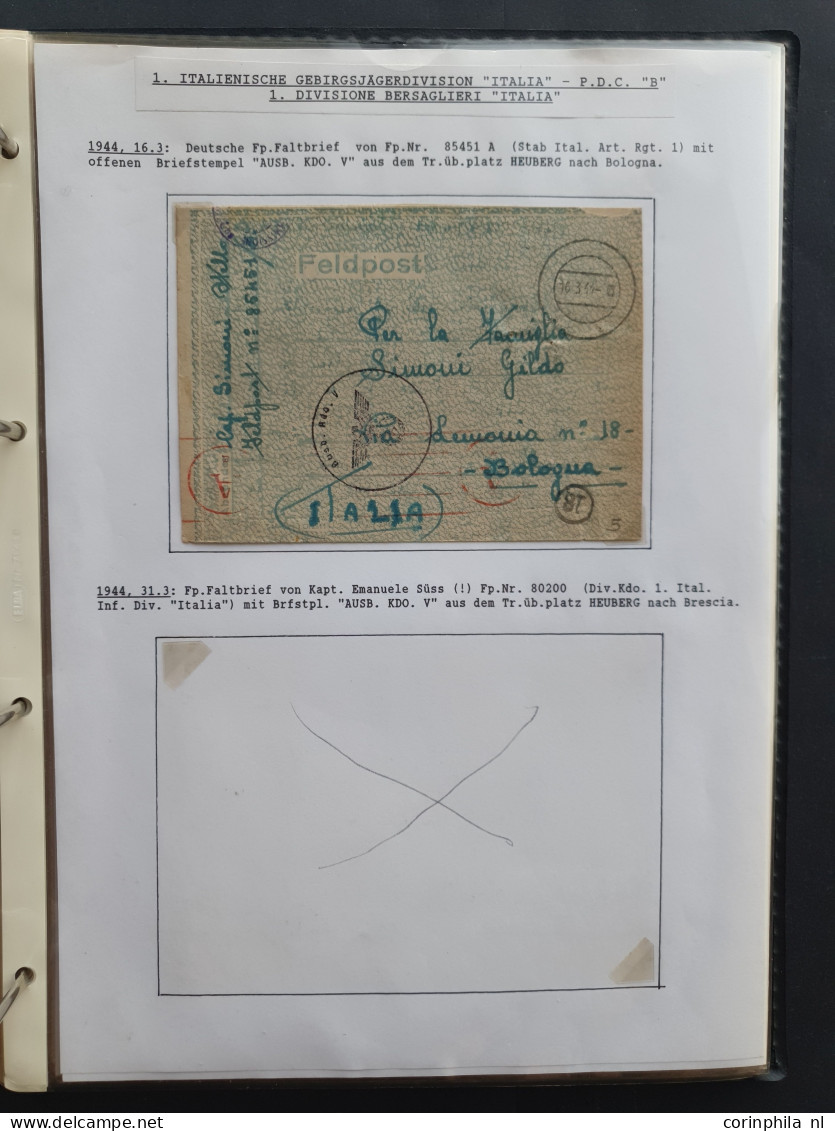 Cover Italian Volunteer Legion, approx. 60 covers including 1x Airmail (Lupo), change of fieldpost office card, Czech po