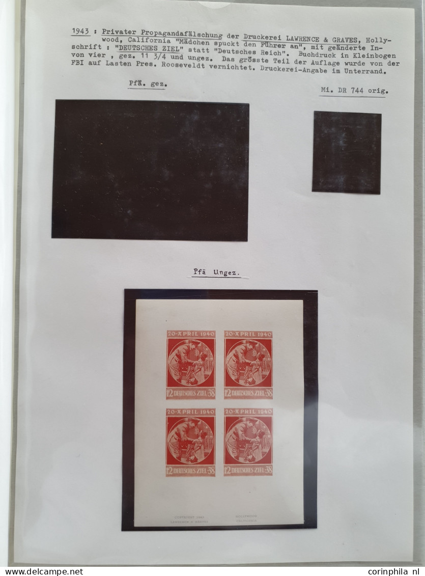 Unmounted Mint Private American Propaganda Forgery 'Girl Spits In Hitler's Face', Including Pair ** With Bottom Sheet Ma - War And Propaganda Forgeries