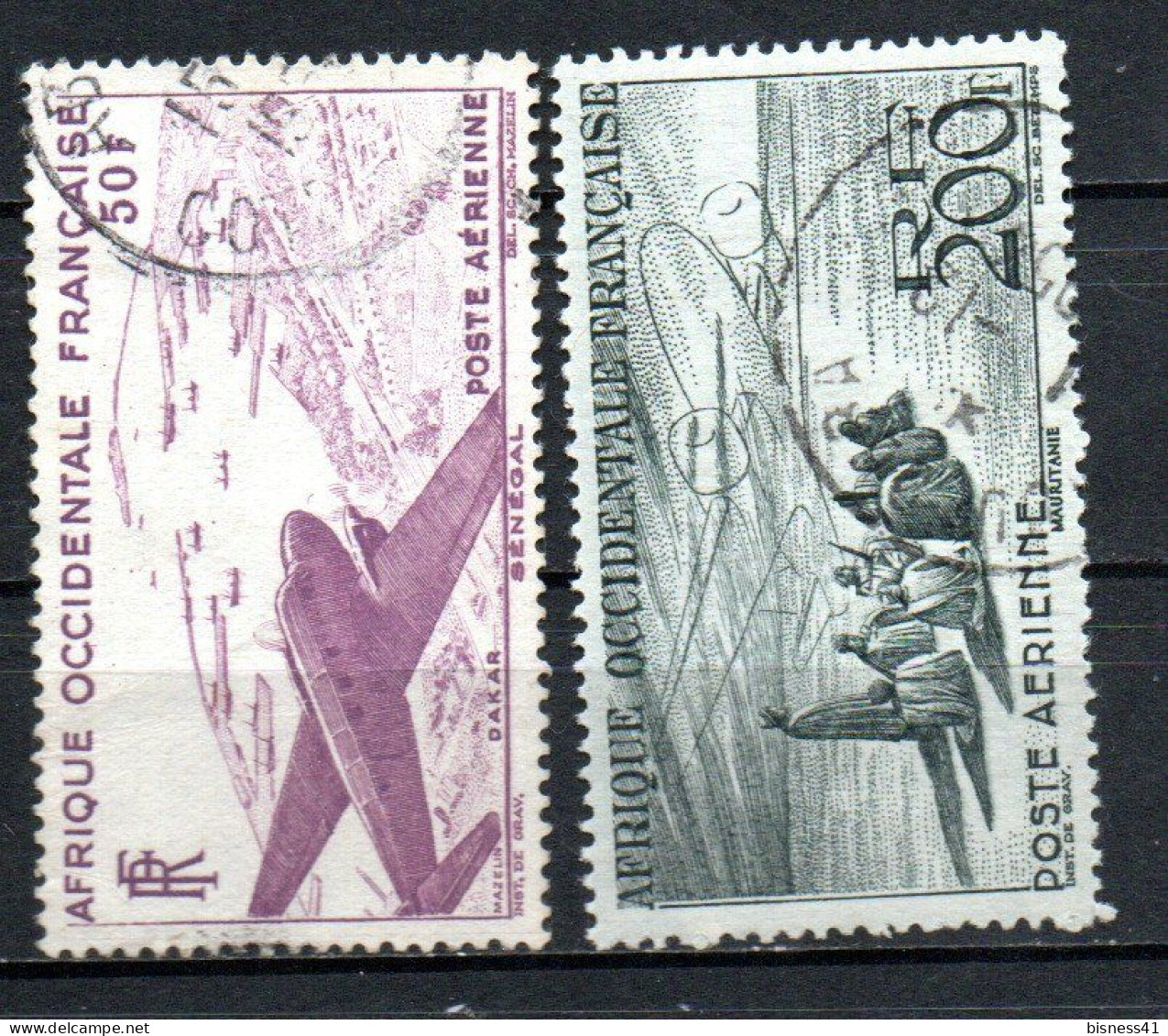 Col41 Colonies AOF Afrique Occidentale PA N° 12 & 14 Oblitéré Cote 6,75 € - Used Stamps