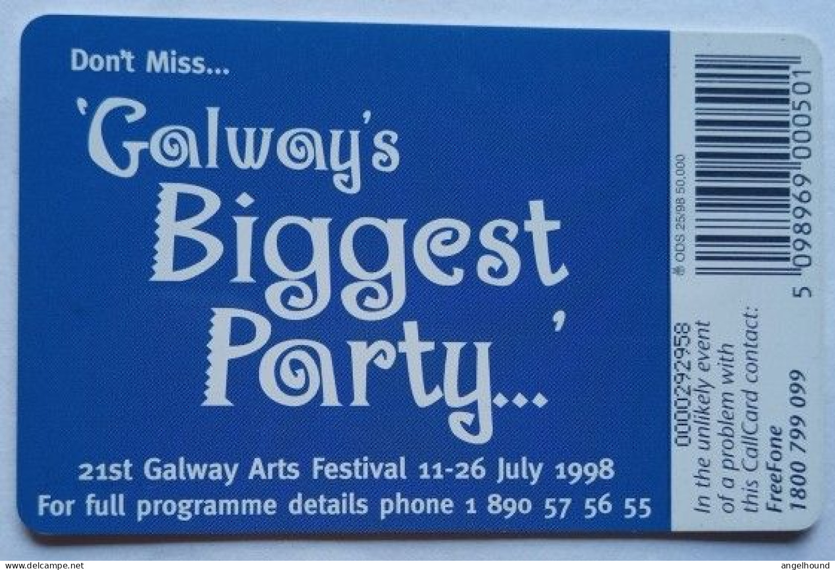 Ireland 50 Units Chip Card - Galway Arts Festival - 21st Birthday - Irlanda