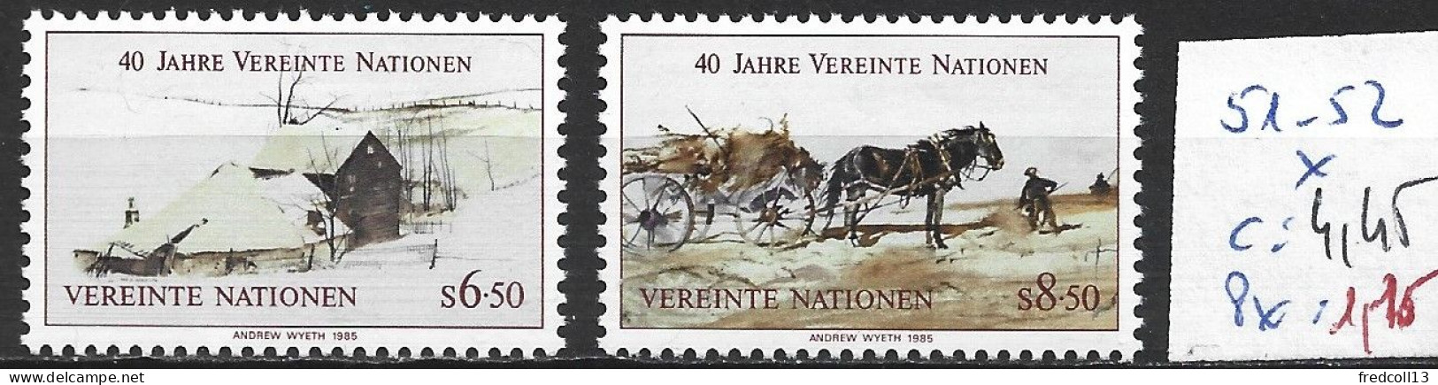 NATIONS UNIES OFFICE DE VIENNE 51-52 * Côte 4.45 € - Ungebraucht