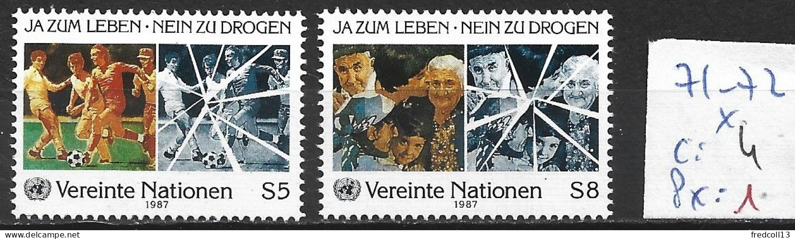 NATIONS UNIES OFFICE DE VIENNE 71-72 * Côte 4 € - Unused Stamps