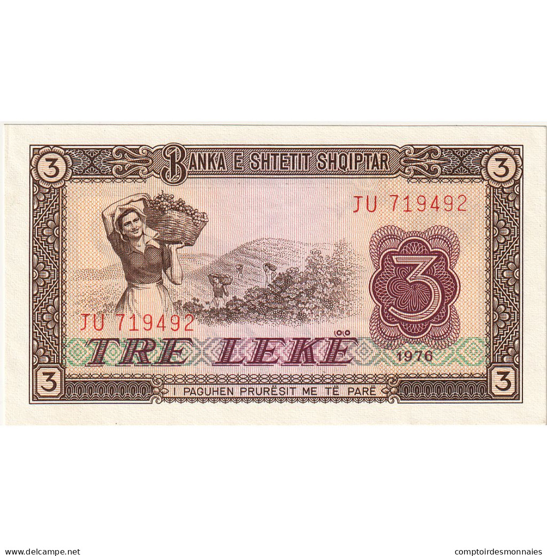 Albanie, 3 Lekë, 1976, 1976, KM:41a, NEUF - Albania