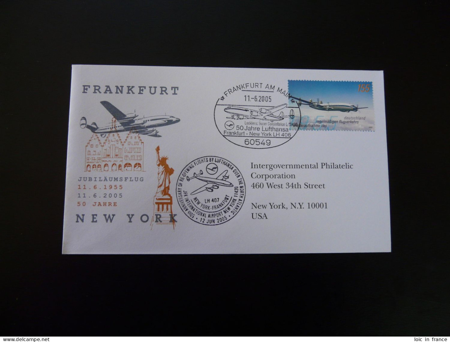 Lettre Vol Special Flight Cover Frankfurt New York Jubilee Flight Lufthansa 2005 - Briefe U. Dokumente