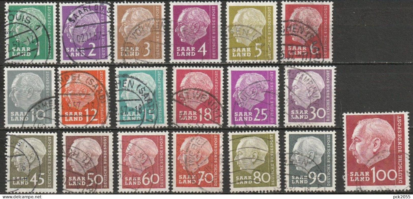 Saarland1957 MiNr.380 - 398  O Gestempelt Bundespräsident Theodor Heuss ( D 1540 )günstige Versandkosten - Gebruikt