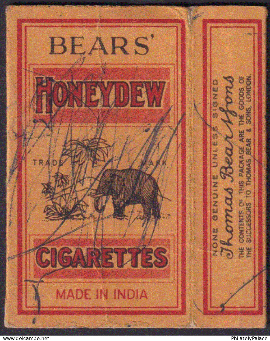 India Vintage BEARS HONEYDEW-Elephant- Pen Mark- Empty CIGARETTE Packet  (**) Inde Indien - Empty Cigarettes Boxes