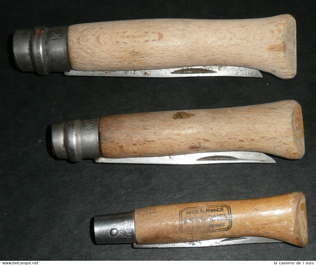 Lot 3 Anciens Couteaux Opinel N° 5 7 & 9 Virobloc Main Gantée Couronnée - Outils Anciens