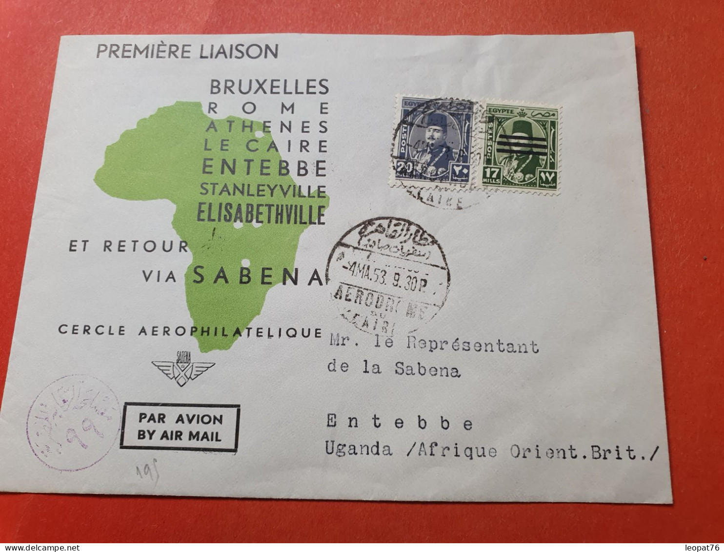 Egypte - Enveloppe Du Caire Pour Entebbe ( Ouganda ) En 1953 - Réf 3369 - Briefe U. Dokumente