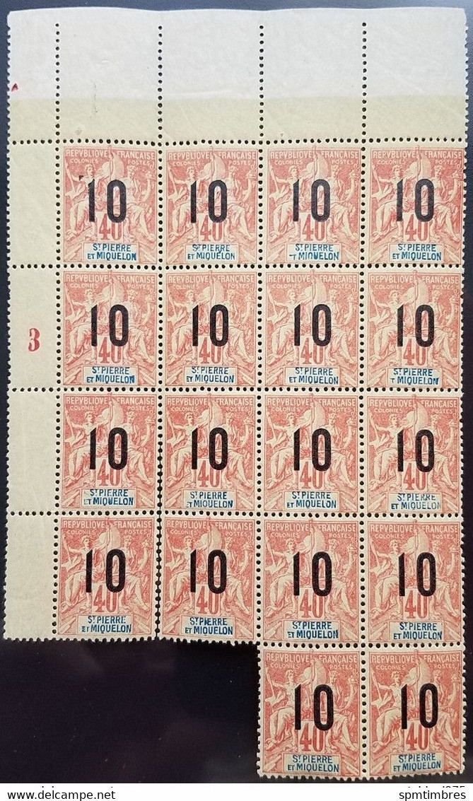 #52     1912 - YT 101 - SPM, Blocs Millésimés Et Variétés. Type Groupe Surch. 10c / 40c - Sonstige & Ohne Zuordnung