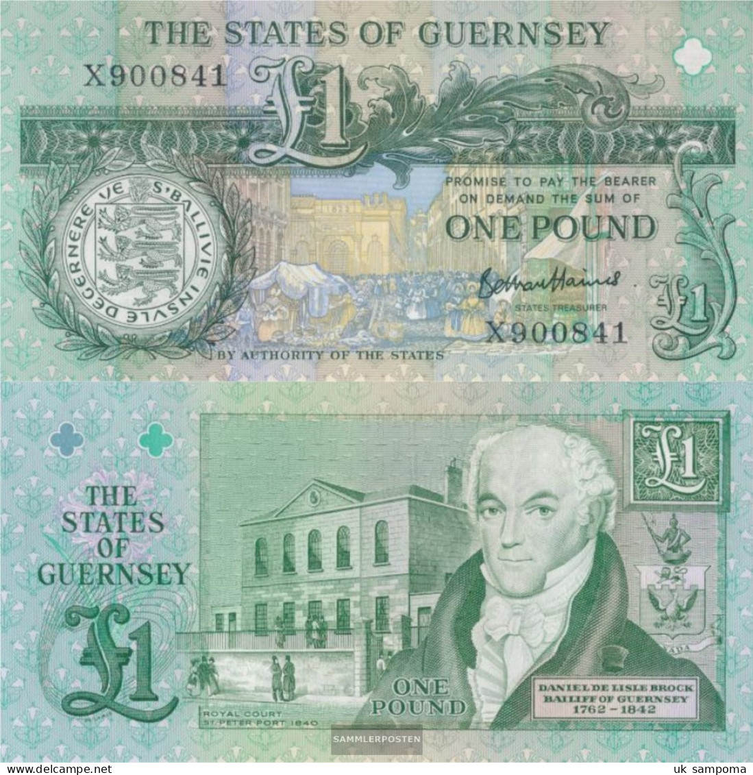 United Kingdom - Guernsey Pick-number: 52d Uncirculated 1991 1 Pound - Guernsey