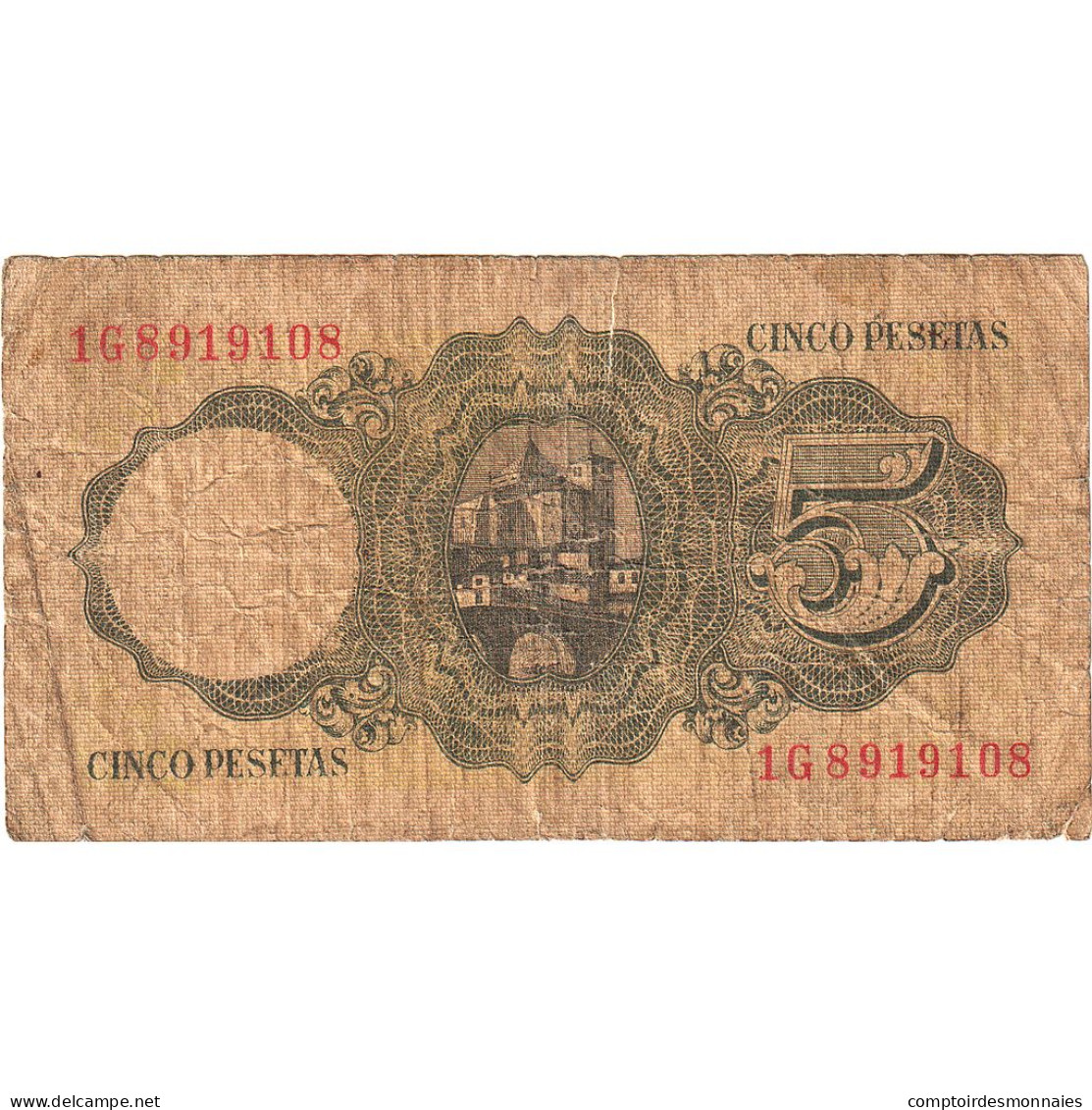 Espagne, 5 Pesetas, 1951-08-16, KM:140a, B - 5 Pesetas