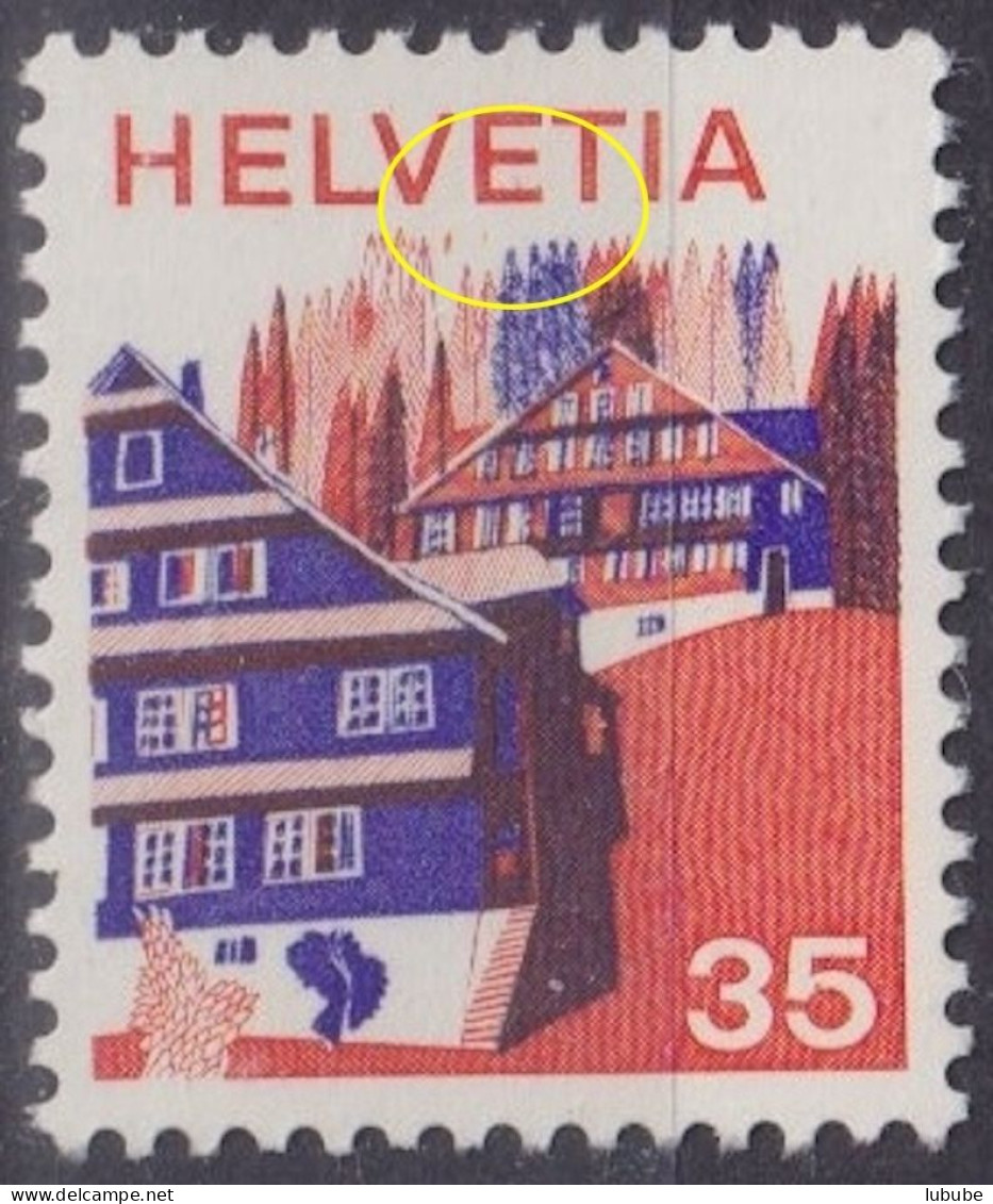 Innerschweizer Haus 528, 35 Rp.mehrfarbig  ABART       1975 - Unused Stamps