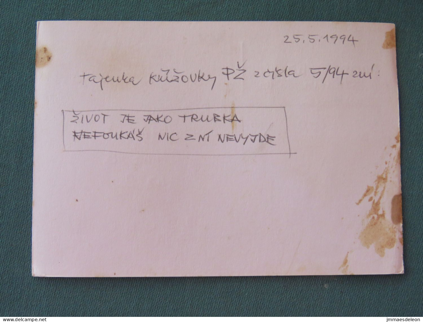 Czech Republic 1994 Stationery Postcard Hora Rip Mountain Sent Locally From Prague, Bank Slogan - Brieven En Documenten
