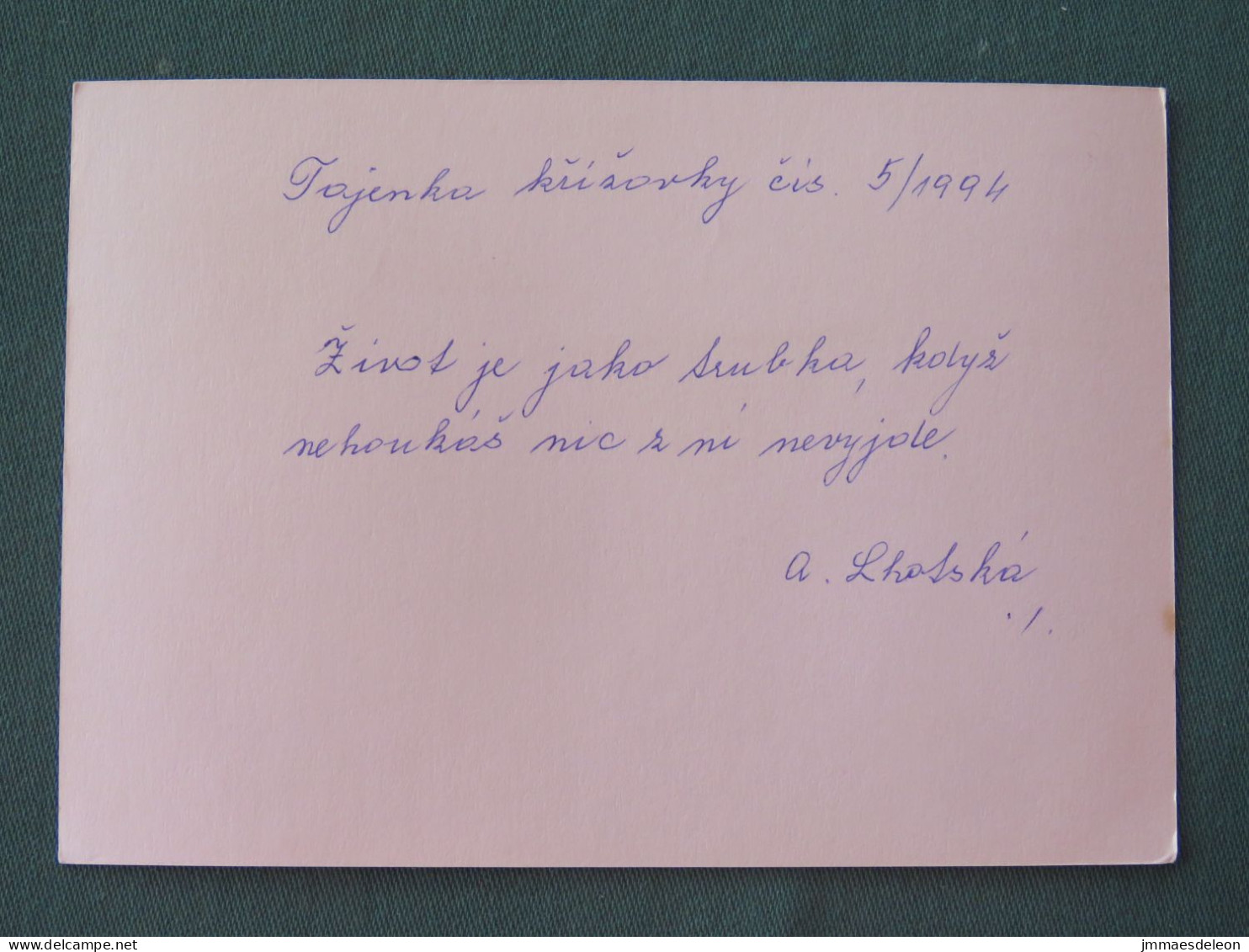 Czech Republic 1994 Stationery Postcard Hora Rip Mountain Sent Locally From Plzen, Avocado (?) Slogan - Brieven En Documenten