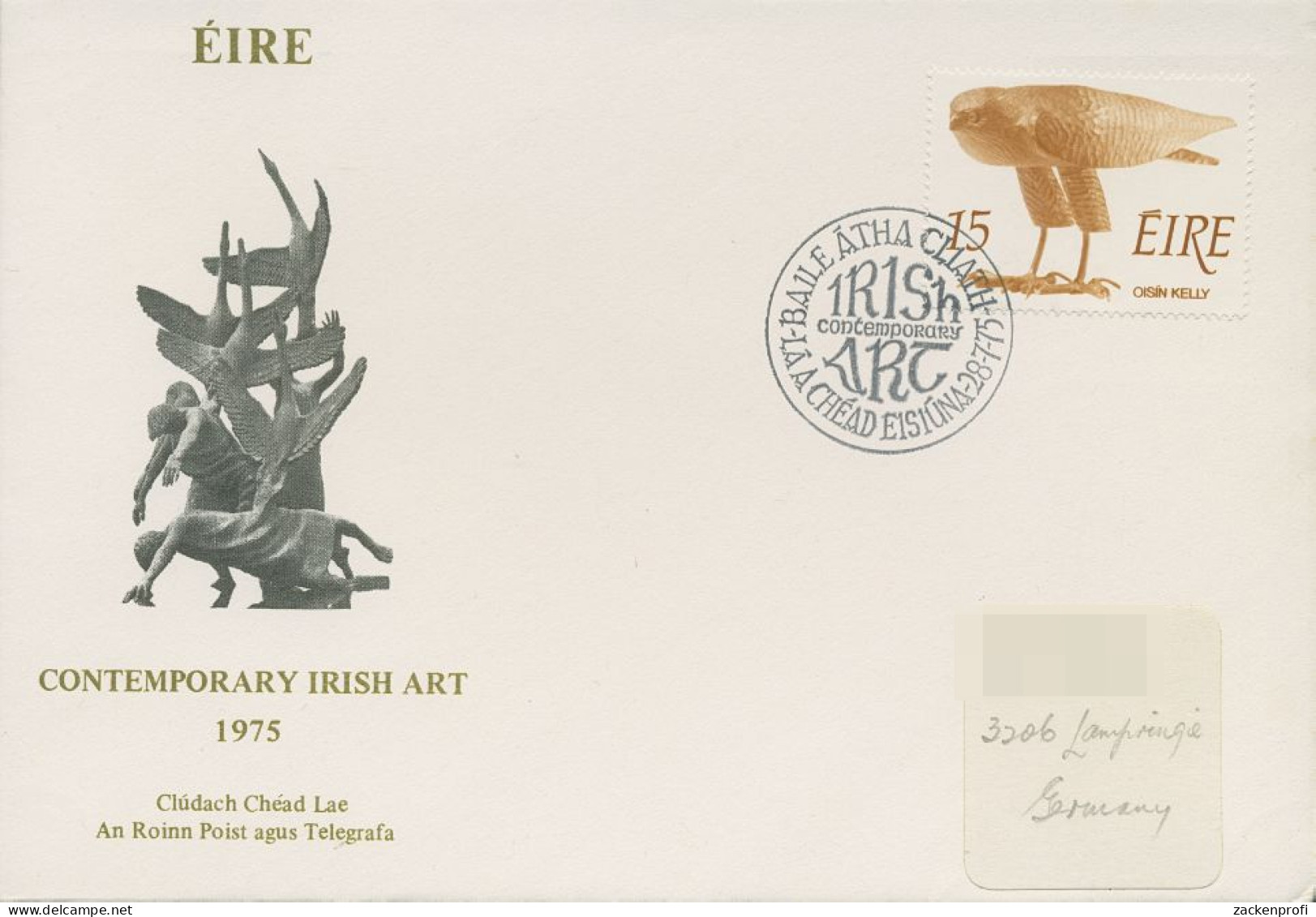 Irland 1975 Zeitgenössische Kunst Ersttagsbrief 324 FDC (X95459) - FDC