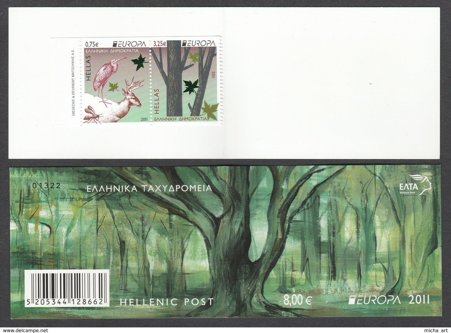 Greece 2011 Europa Cept "Forests" 2-Side Perforated Set MNH In Booklet - Ungebraucht