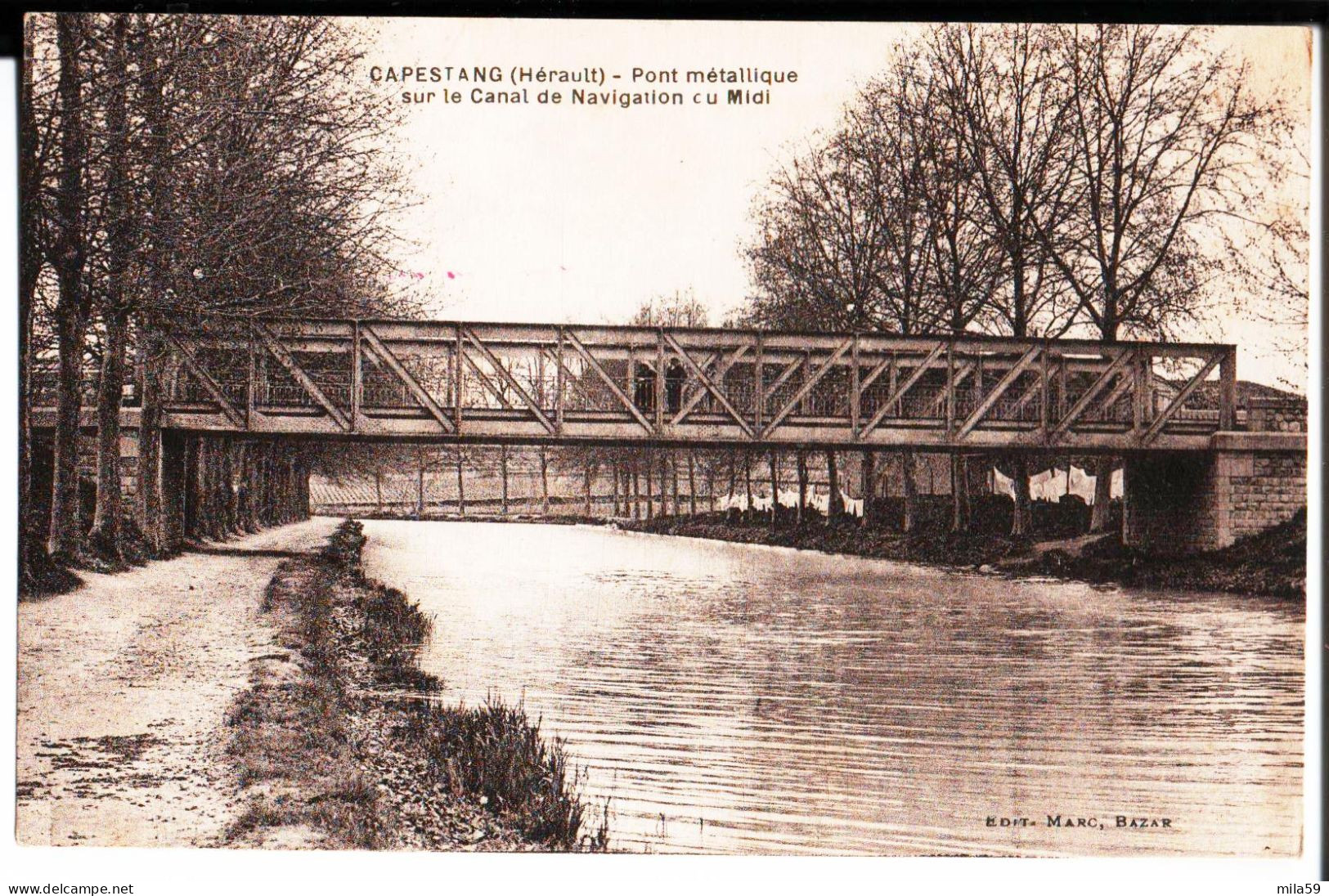 Capestang. Pont Métallique Sur Le Canal De Navigation Du Midi. Edit. Marc, Bazar. - Capestang