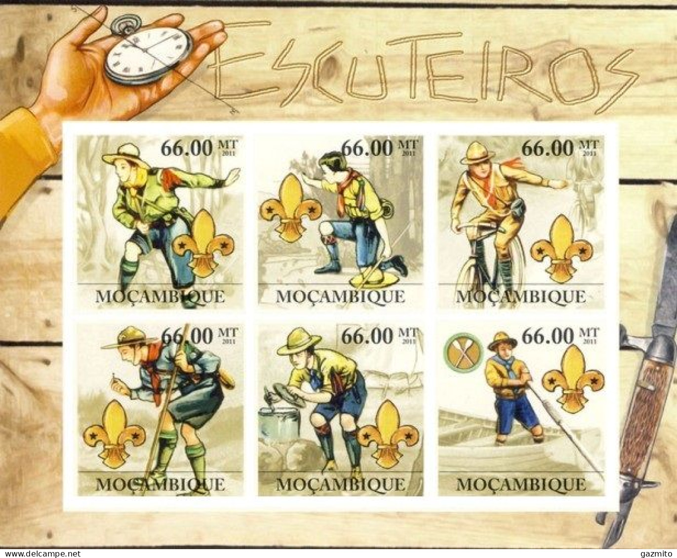 Mozambico 2011, Scout, Clock, Cycling, 6val In BF IMPERFORATED - Horlogerie