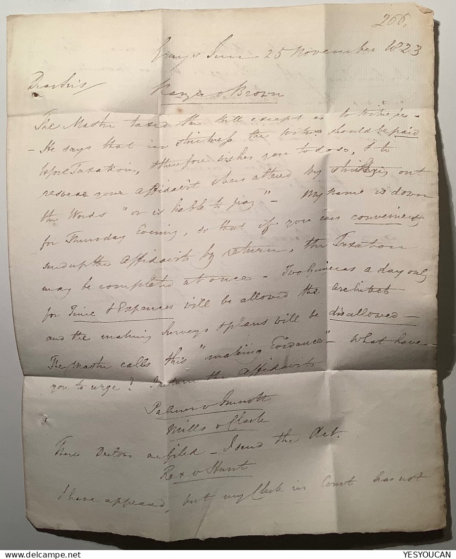 UNUSUAL 1823 Manuscript ! BRIGHTON On Local Entire Letter From Grays (GB Prephilately Cover East Sussex - ...-1840 Prephilately