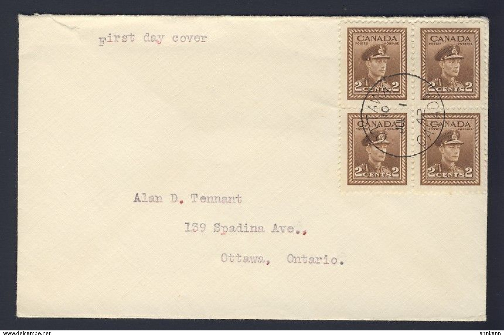 1942 WWII WW2 Blocks And Single - #249 Block-250 Block-251 Block -253 Single- 4x FDC CANADA POSTAL HISTORY - ....-1951