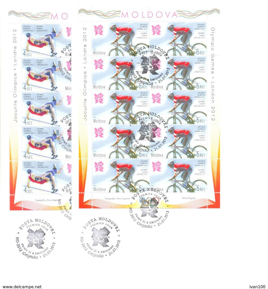2012.  Summer Olympic Games LONDON'2012, 2 FDC With Sheetlets, Mint/** - Summer 2012: London