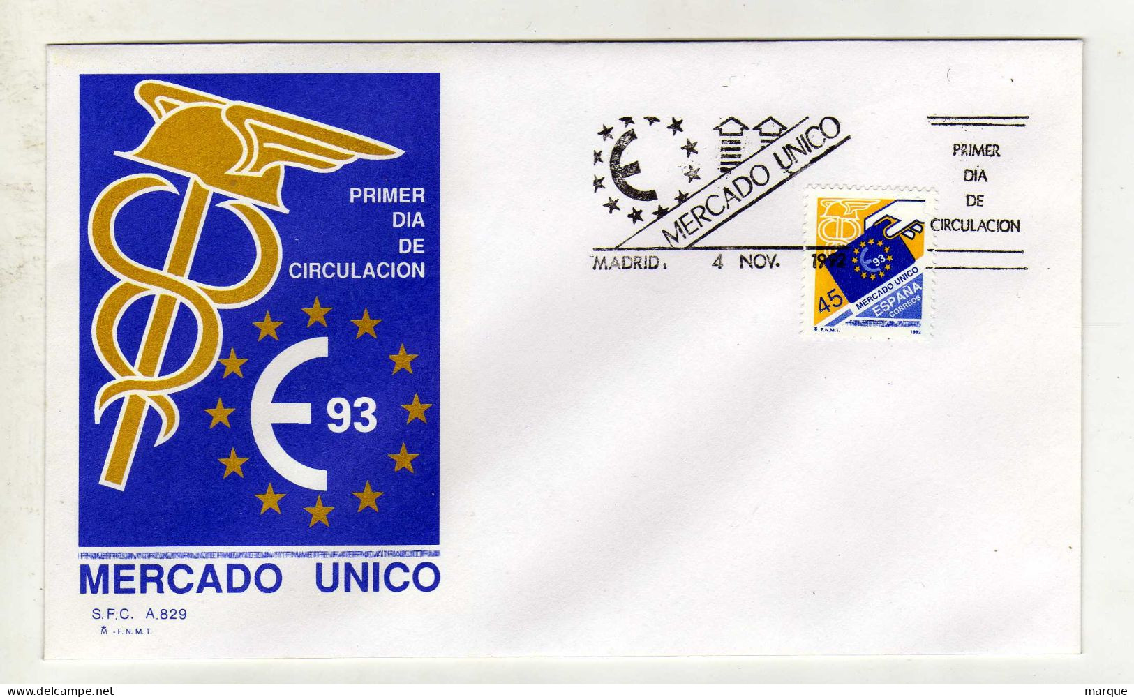 Enveloppe 1er Jour ESPAGNE ESPANA Oblitération MADRID 04/11/1993 - FDC