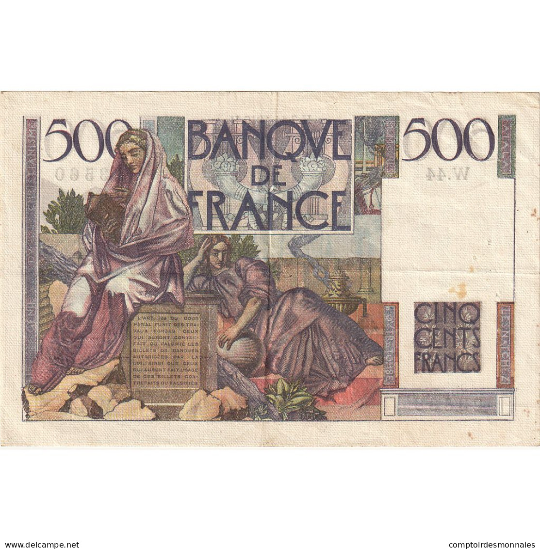 France, 500 Francs, Chateaubriand, 1945, W.44, SUP, Fayette:34.3, KM:129a