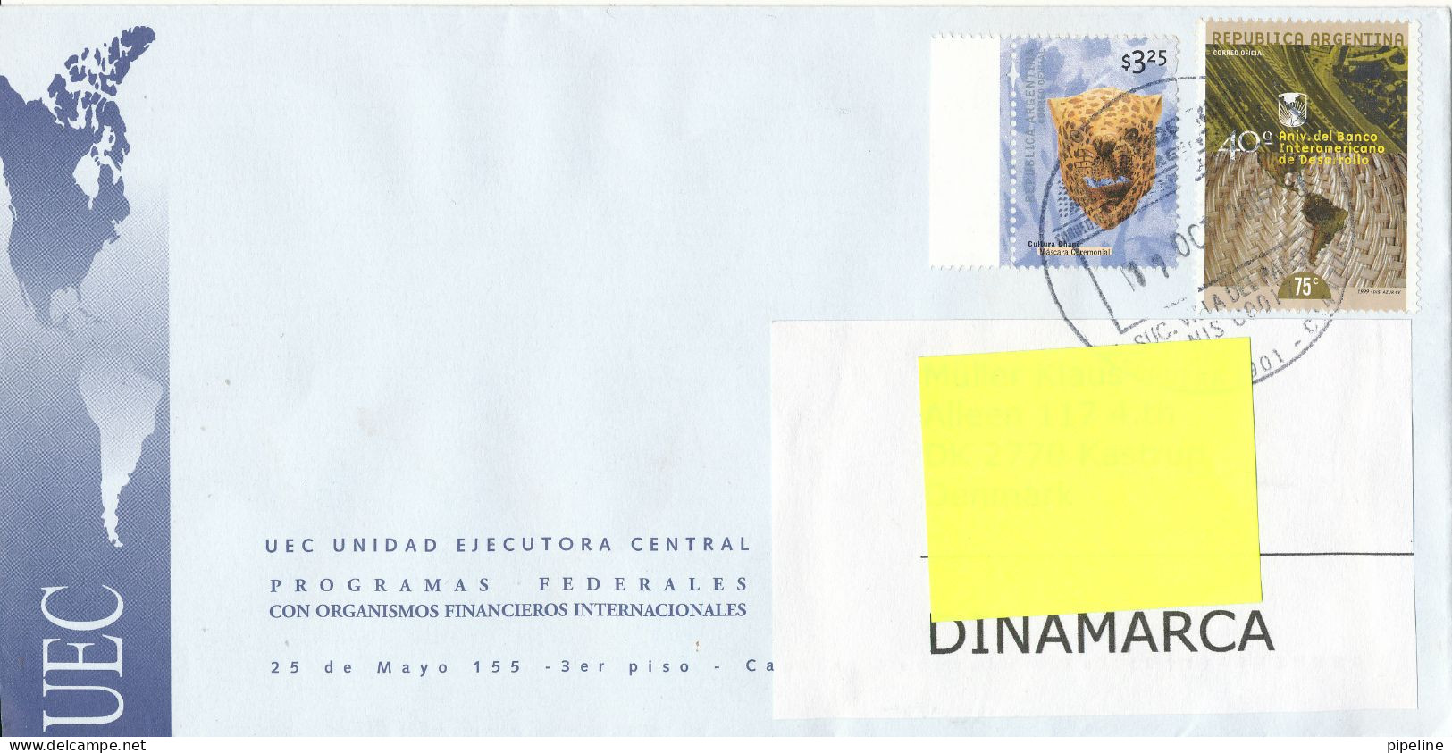 Argentina Cover Sent To Denmark 11-10-2007 With Topic Stamps - Briefe U. Dokumente